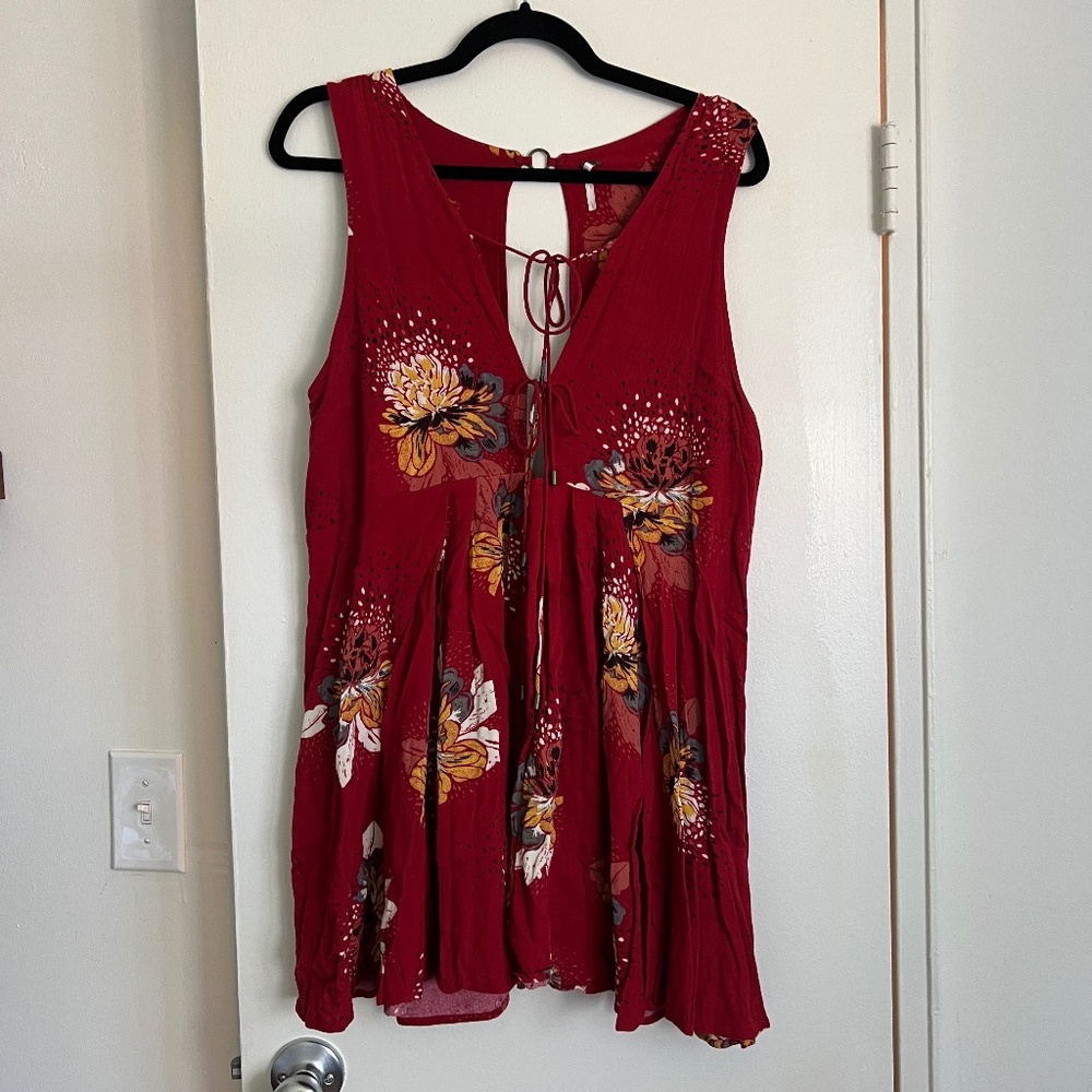 Free People Intimates Red Floral Tunic